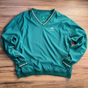 Keeneland Green Windbreaker Jacket Men's XL V-Neck Embroidered Logo Short Casual